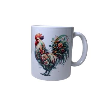 Keramiktasse Huhn Blumen Design Nr. 1 Kaffeebecher Teetasse Kaffeetasse - Artikel Nr. 1100088